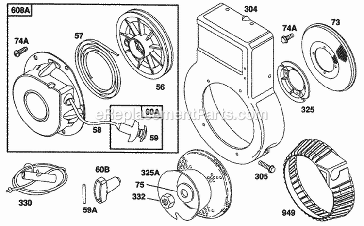 Page D Diagram and Parts List for  Briggs and Stratton Engine